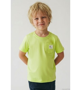 Breeze Erkek Çocuk Tişört Cool Yazı Armalı Cepli 1.5-5 Yaş, Fıstık Yeşili