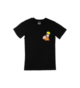 Naruto Uzumaki Cep Logo Tasarımlı Siyah Tişört