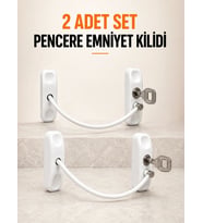 Pencere Emniyet Kilidi 2 Adet Set Kablolu Anahtarlı Pencere Açılma Sınırlayıcı