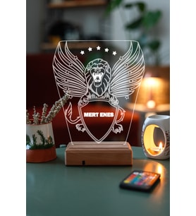 Kişiye Özel Kanatlı Aslan Hediyelik 3D Led Dekoratif Lamba
