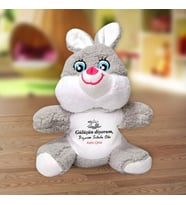 Gülüşün Diyorum Bayram Sabahı Gibi Pelüş Tavşan (Beyaz)