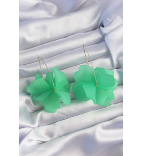 Pirinç Yeşil Renkli Flora Küpe TJ-BKP9262