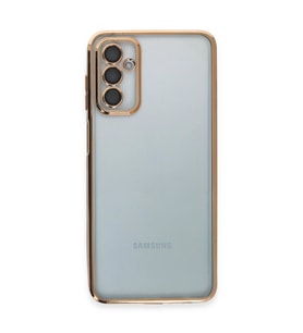 Samsung Galaxy M23 Kılıf Kamera Korumalı Lensli Silikon - Gold