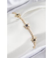 Pirinç Zirkon Taşlı Yıldız Model Gold Renk Kadın Bileklik - Tj-Bb7701