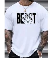 Erkek Baskılı Tişört Kısa Kol Bisiklet Yaka Oversize T-Shirt - Beyaz