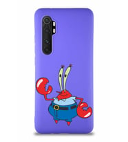 Xiaomi Mi Note 10 Lite Soft Premier Kapak Bay Yengeç Tasarımlı Silikon Kılıf - Mor (Şeffaf)