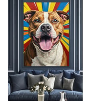 Gülümseyen Köpek Popart Resmi Dekoratif Kanvas - Mdf Ahşap Tablo