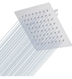 25x25 cm Kare Paslanmaz Çelik Tepe Duş Başlığı - Kireç Önleyici Silikon Nozullu, Ultra İnce Tasarım, Geniş Yağmur Akışlı Banyo Duş Başlığı, Krom