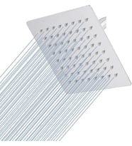 25x25 cm Kare Paslanmaz Çelik Tepe Duş Başlığı - Kireç Önleyici Silikon Nozullu, Ultra İnce Tasarım, Geniş Yağmur Akışlı Banyo Duş Başlığı, Krom