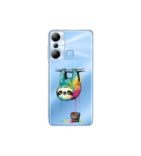 Infinix Hot 20i ile Uyumlu Splash Tembel Hayvan Tasarımlı Şeffaf Silikon Kılıf