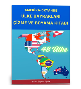 Amerika ve Okyanus Ülkeleri Bayrağı Çizme ve Boyama Kitabı