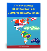 Amerika ve Okyanus Ülkeleri Bayrağı Çizme ve Boyama Kitabı