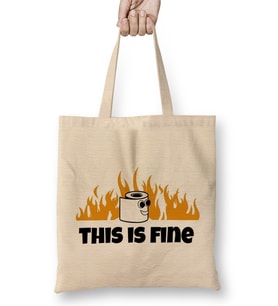 This Is Fine 02 Bez Çanta Uzun Saplı