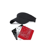 Sporcu Koşu Tenis Vizör Şapka Arka Kısmı Ayarlanabilir 3 Adet Bandana Kombinli