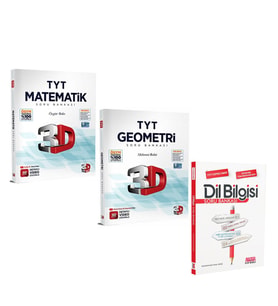 3D TYT Matematik ve Geometri ile AKM Dil Bilgisi Soru Bankası Seti 3 Kitap
