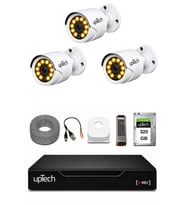 UPTECH Full HD 3 Kameralı Gece Renkli Görüş Su Geçirmez Güvenlik Kamera Seti 320GB HDD 2239