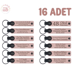 Karne Günü Öğrencilerini Mutlu Edecek, 16’lı Set, Kişisel Mesaj Yazılabilen Anahtarlık, Pudra