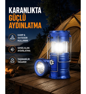 Güneş Enerjisiyle Çalışan Kamp Feneri Hafif Portatif Uzun Ömürlü