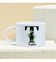 Kişiye Özel Baş Harf Ve İsim Soyisim Tasarımlı Porselen Kupa Nescafe Fincanı