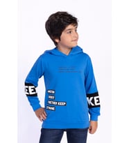 Toontoy Erkek Çocuk Kapşonlu Kolları Garnili Sweatshirt (Saks)