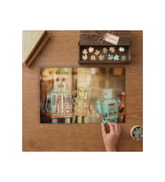 Nostaljik Robotlar Tasarımı 240 parça Ahşap Puzzle Ahşap Kutuda MP02165