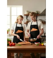 Erkek Unisex Mutfak Aşçı Önlüğü Pizza Dilimi Baskılı DTF Tekniği Rahat Kesim Günlük Modern Şık Zarif