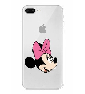 Apple iPhone 8 Plus Uyumlu Kamera Korumalı Tıpalı Kapak Minnie Mouse TasarımlıŞeffaf Kılıf