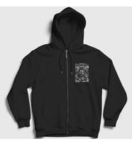 Presmono Unisex Siyah Poster Oasis Fermuarlı Kapüşonlu Sweatshirt 100500tt