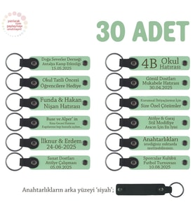 Açık Yeşil & Siyah, Plates Stüdyosuna İsimli Anahtarlık 30’lu Set, Müşteriler İçin Kurumsal Hediye