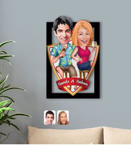 BK Gift Kişiye Özel İsimli Sevgililer Karikatürlü 3D Ahşap Tablo-51