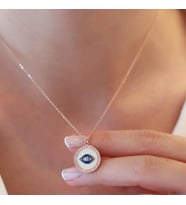 Göz Model Zirkon Taş Çerçeveli Rose Gold Kaplama Gümüş Kolye