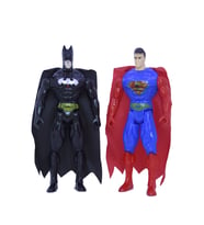Batman Super man Işıklı Betmen Süpermen Oyuncak Seti 2li 21 Cm (Siyah)