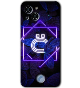 Reeder S23 Pro Max Kılıf HD Desen Baskılı Arka Kapak - Dark Neon Yaprak Ö Harfi