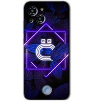 Reeder S23 Pro Max Kılıf HD Desen Baskılı Arka Kapak - Dark Neon Yaprak Ö Harfi