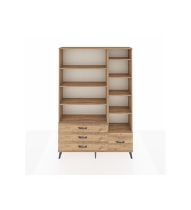Arges Gardrop 9 Raflı 4 Çekmeceli  132x30x195 Çam-Çam