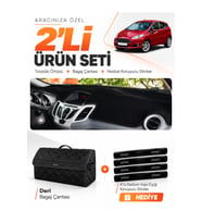 e-biz FORD FİESTA (2008-2017) Uyumlu Torpido Örtüsü + Deri Bagaj Çantası Seti - Siyah - FO008