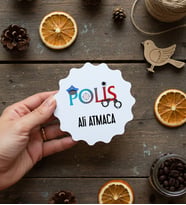Kişiye Özel Polis Bardak Altlığı Polis Günü Hediyesi (Bej)
