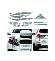 Monster Pençe Dikiz-Kanat-Bagaj Oto Sticker Gri 4'lü Paket