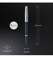 Parker 51 2123501 Dolma Kalem, Krom Renkli Süs Parçalarıyla Gece Mavisi Şaft, Siyah Mürekkep Kartuşl