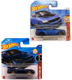2 Araç Set - Hot Wheels Ford Mustang Dark Horse & Hot Wheels Ford Mustang GTD (1/64) Mavi