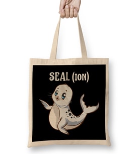 Seal(ion) Sea Lion Pun Funny Baby Sealion Pun Bez Çanta Uzun Saplı