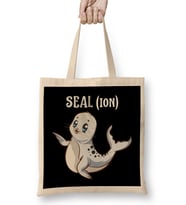 Seal(ion) Sea Lion Pun Funny Baby Sealion Pun Bez Çanta Uzun Saplı