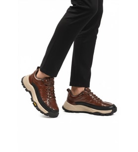 Guja Kahve Hakiki Deri Bağcıklı Erkek Sneaker 25K570 M
