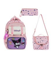 İlkokul Kız Çocuk Çantası 3'lü Set Kuromi Benzeri 40*30 Cm Beslenme Çantası Kalem Kutusu Ortopedik