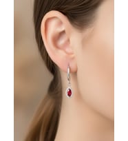 Usho Jewelry 925 Ayar Gümüş Mekik Küpe (Kırmızı)