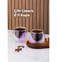 Perotti 16798 Double Feather Çift Cidarlı Kupa 2 Adet 200 Ml Şeffaf (Çok Renkli)