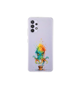 Samsung Galaxy A32 ile uyumlu Splash ahtapot tasarımlı şeffaf silikon kılıf
