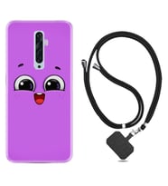 Oppo Reno 2Z 4 Lite 4 Pro 5 6 7 A31 Kılıf Boyun Askılı Silikon Purple Sweety 1717
