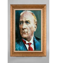 Altın Varaklı Paspartulu Çerçeveli Atatürk Tablo nt1037