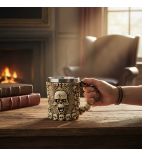 Kafatası Temalı 3D Kabartmalı Kupa
